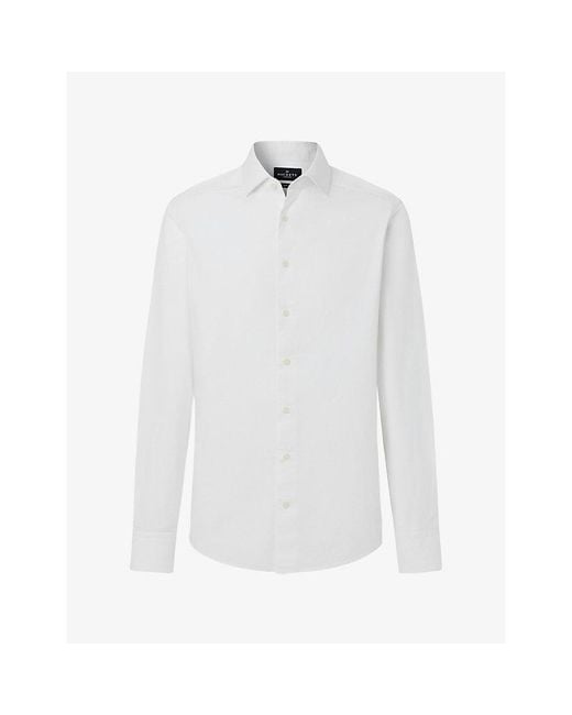 Hackett White Formal Tailored-Fit Long-Sleeve Cotton Shirt for men