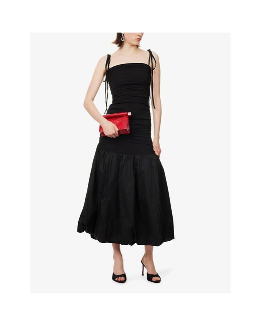 Amy Lynn Black Alexa Fishtail-Hem Cotton-Jersey Maxi Dress