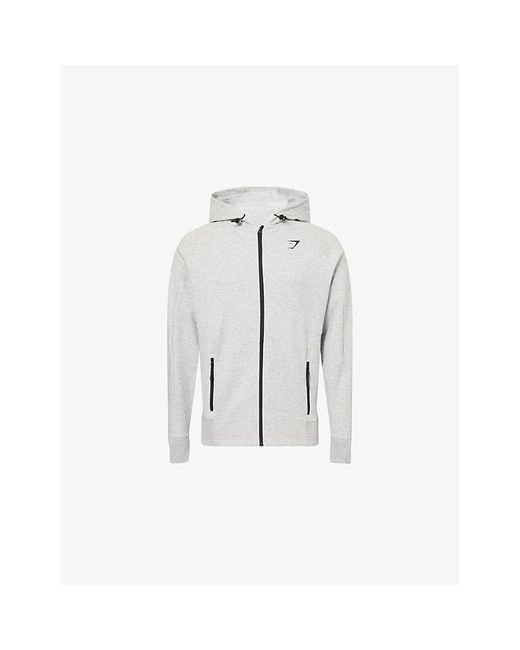 GYMSHARK White Interlock Tech Zip-Up Cotton-Jersey Hoody for men