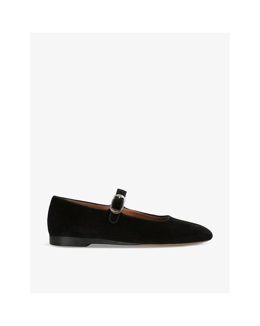 Le Monde Beryl Black Round-toe Suede Mary Jane Courts