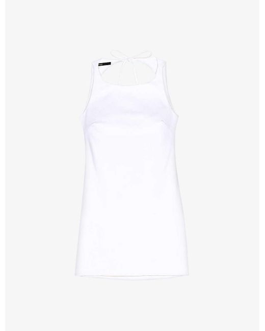 Maje White Tie-back Slim-fit Sleeveless Stretch-cotton Mini Dress