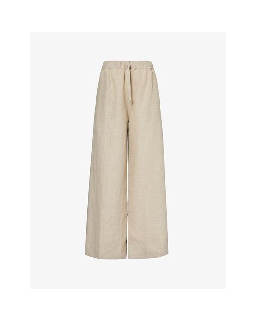 Faithfull The Brand Natural Conigli Drawstring-waist High-rise Wide-leg Linen Trousers