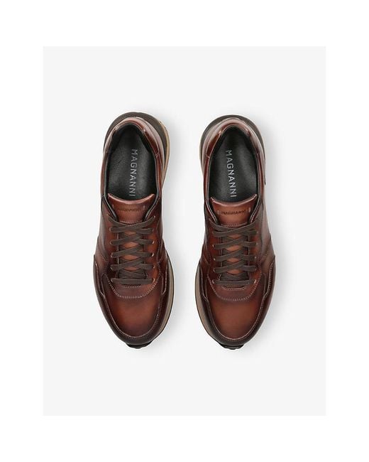 Magnanni Shoes Brown Syros Leather Trainers for men