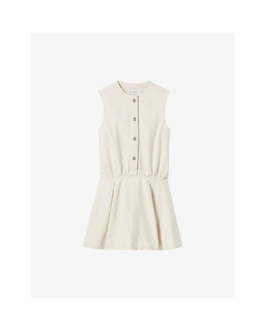 Claudie Pierlot White Flared Light Denim Mini Dress