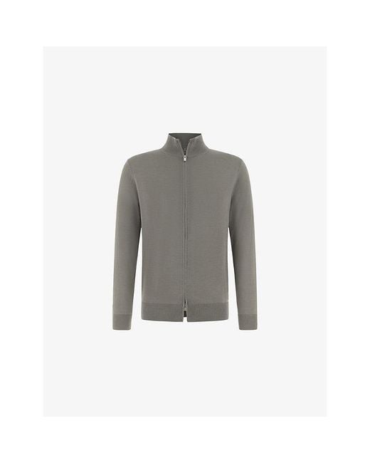 Boggi Gray Superfine Wool Knit Full-Zip Jumper for men
