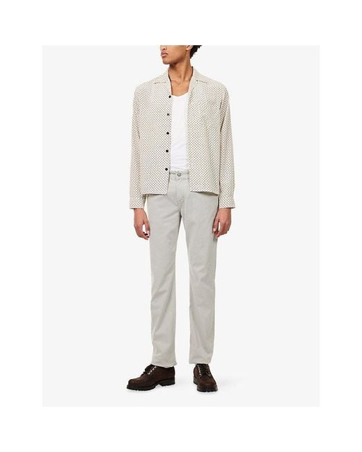7 For All Mankind Gray Luxe Performance Straight-Leg Cotton Jeans for men