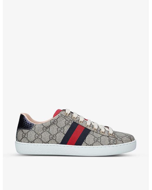 Gucci New Ace gg Supreme Canvas Trainers in White | Lyst