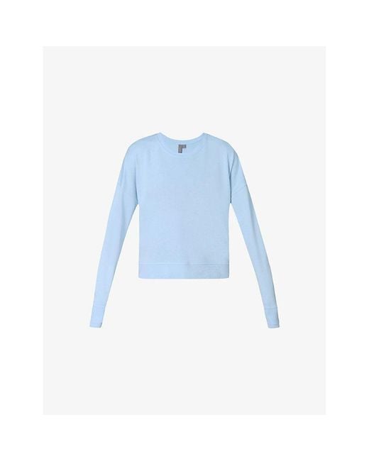 Sweaty Betty Blue After Class Crop Cotton And Modal-Blend Sweatshirt