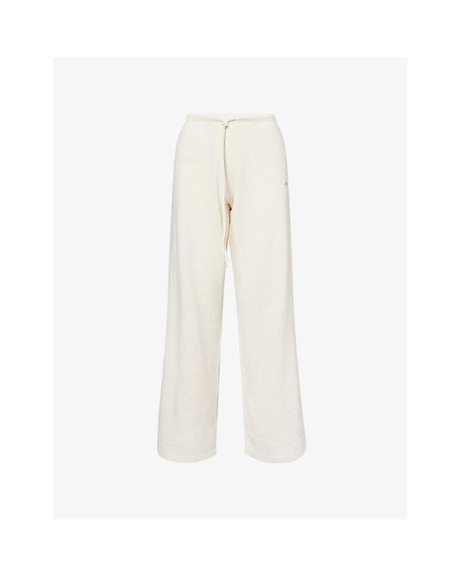 ADANOLA White Logo-Plaque Wide-Leg Wool Trousers