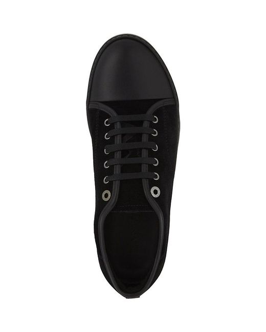 Lanvin Black Basket Suede Low-Top Trainers for men