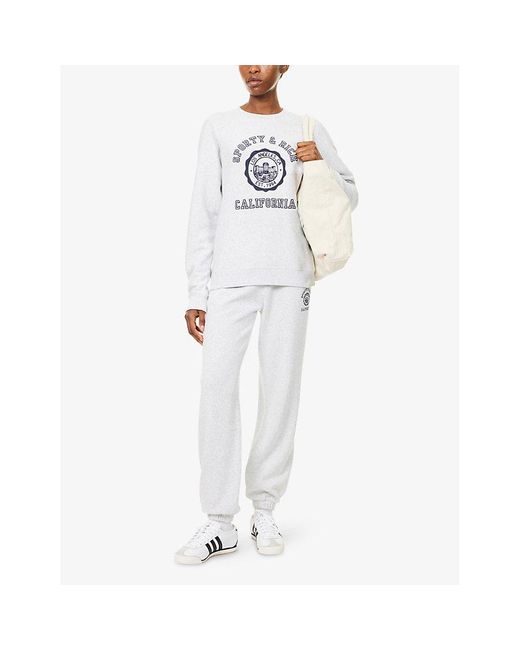 Sporty & Rich White California Logo-Emblem Cotton-Blend Sweatshirt