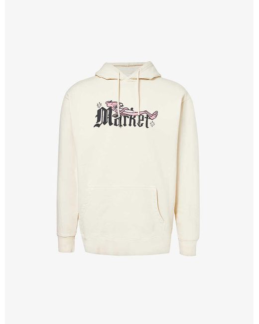 Market White X Pink Panther Graphic-print Cotton-jersey Hoody for men