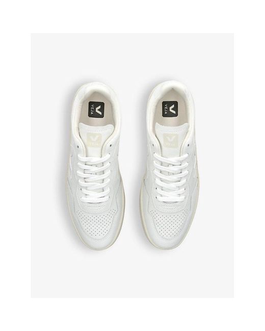 Veja White V90 Logo-embroidered Low-top Leather Trainers for men