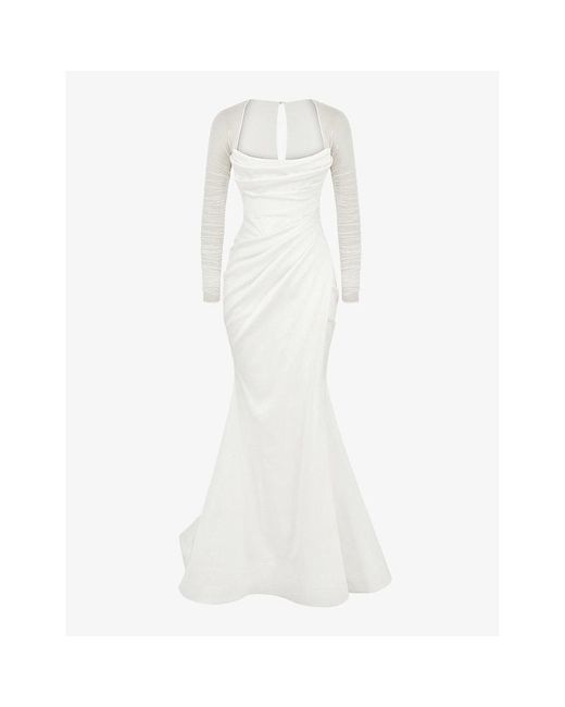 House Of Cb White Elise Sweetheart-neckline Corset-satin Bridal Gown