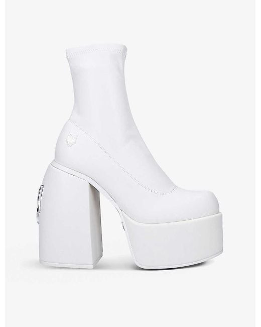 Naked Wolfe White Sugar Logo-plaque Faux-leather Ankle Boots