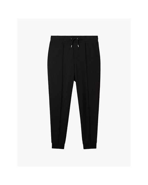 Reiss Black Premier Regular-Fit Mid-Rise Stretch-Jersey Jogging Bottoms for men