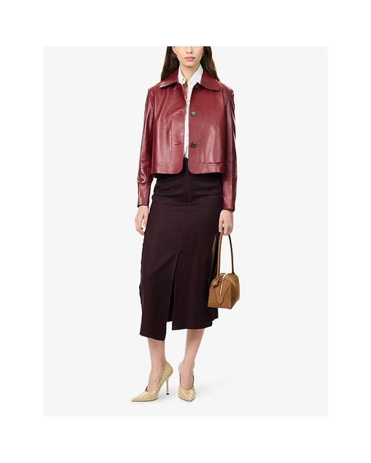 Arma Red Emy Regular-Fit Leather Jacket