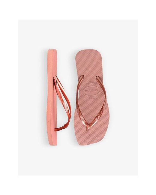 Havaianas Pink Slim Square-Toe Rubber Flip Flops