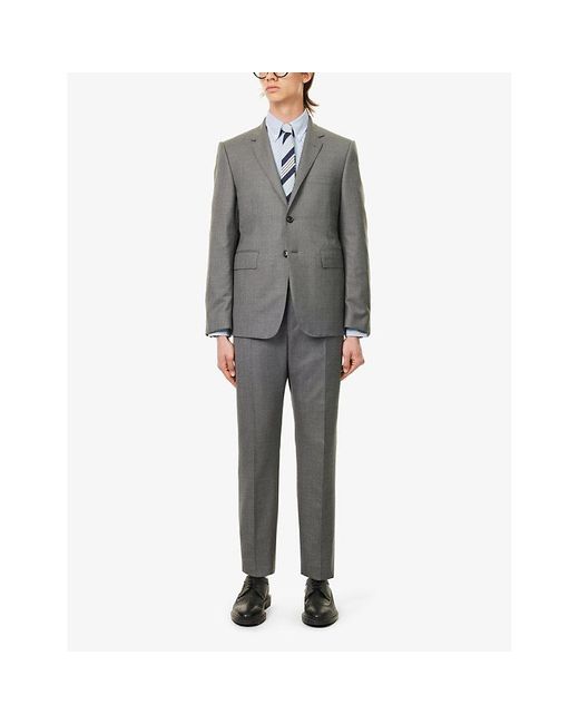 Thom Browne Blue Brand-patch Long-sleeved Cotton Shirt for men