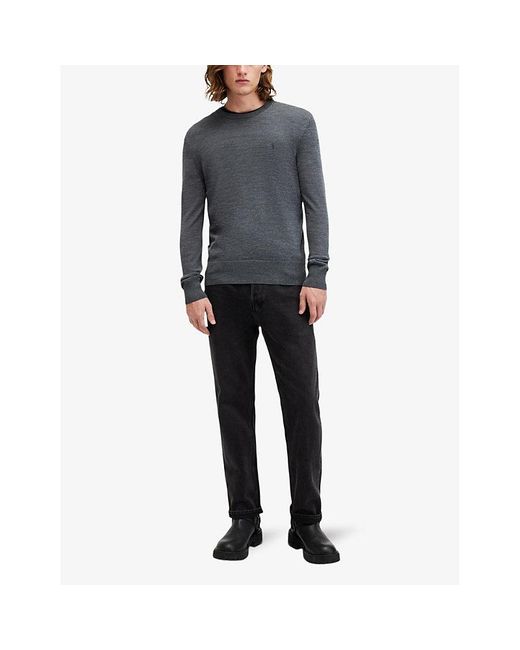 AllSaints Blue Smith Mode Merino Marl-Pattern Wool Crew Jumper for men