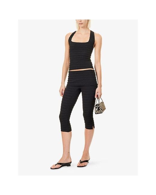 Peachy Den Black Cindy Stretch-Woven Capri Trousers