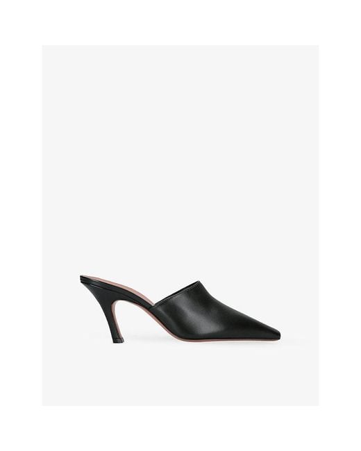 AMINA MUADDI Black Jamie Mule 80 Leather Heels