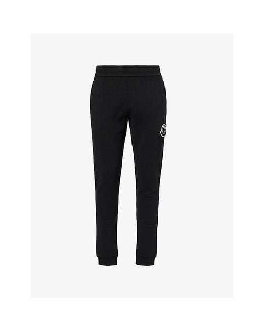 Moncler Black Artist Brand-Badge Cotton Jogging Bottoms for men
