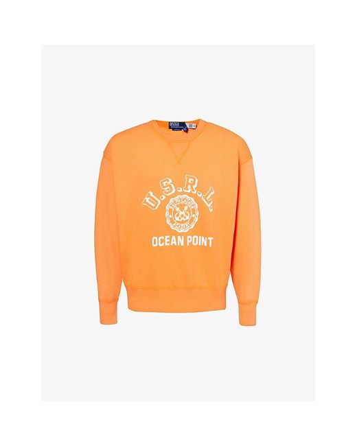 Polo Ralph Lauren Orange Vintage Logo Text-print Cotton-blend Jersey Sweatshirt for men