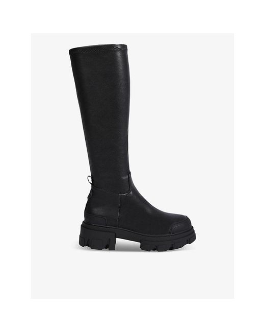 KG by Kurt Geiger Black Trekker Sock2 Knee-High Faux-Leather Boots
