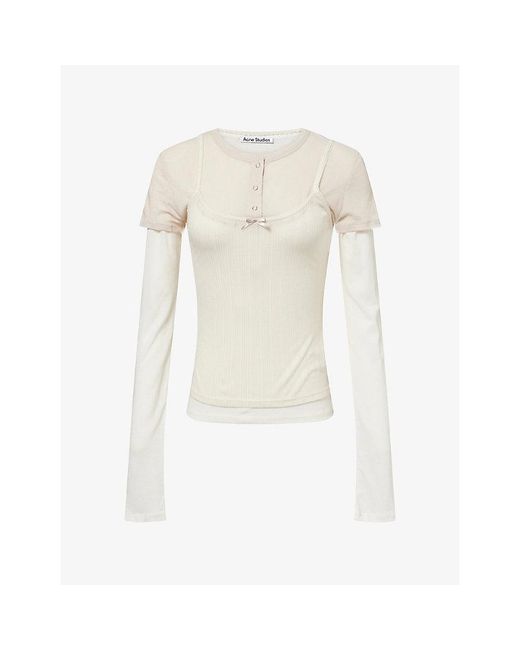 Acne White Multi-Layer Cotton T-Shirt