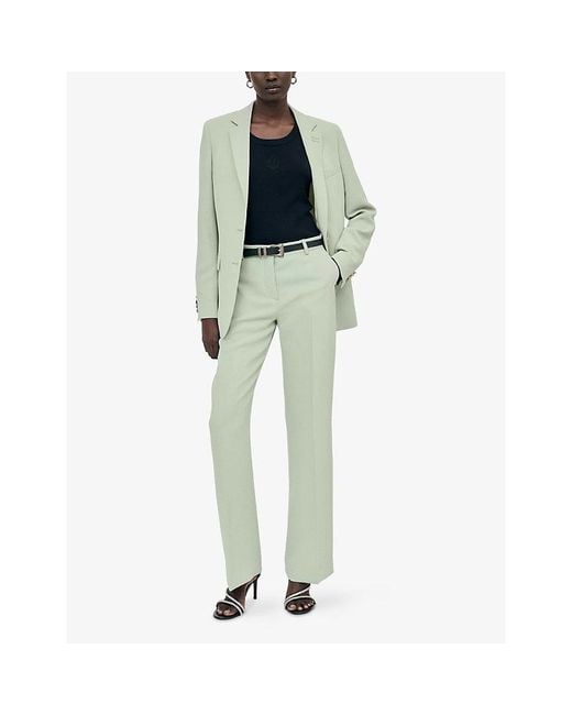 The Kooples Green Straight-Leg Tailored Woven Trousers