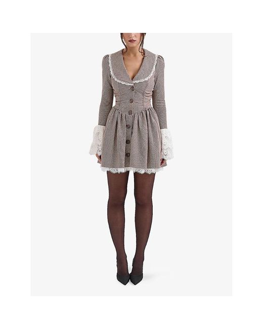 House Of Cb Gray Emmeliette Satin Mini Dress