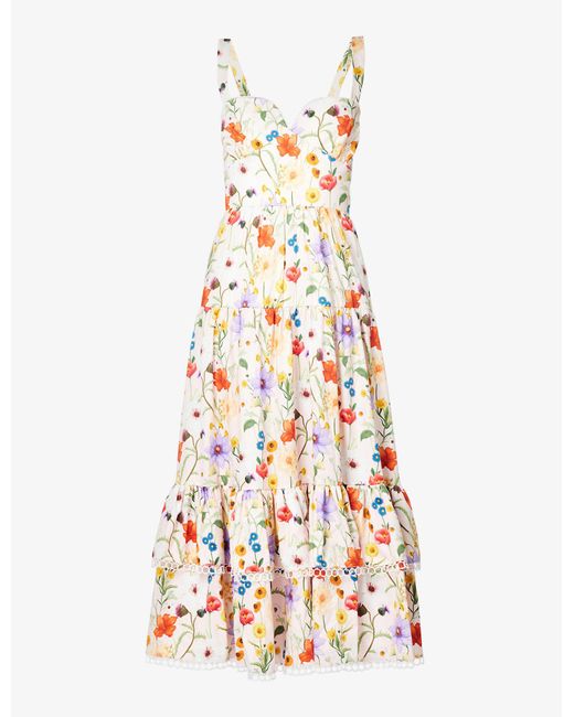 Borgo De Nor Clio Floral-print Cotton Midi Dress | Lyst UK