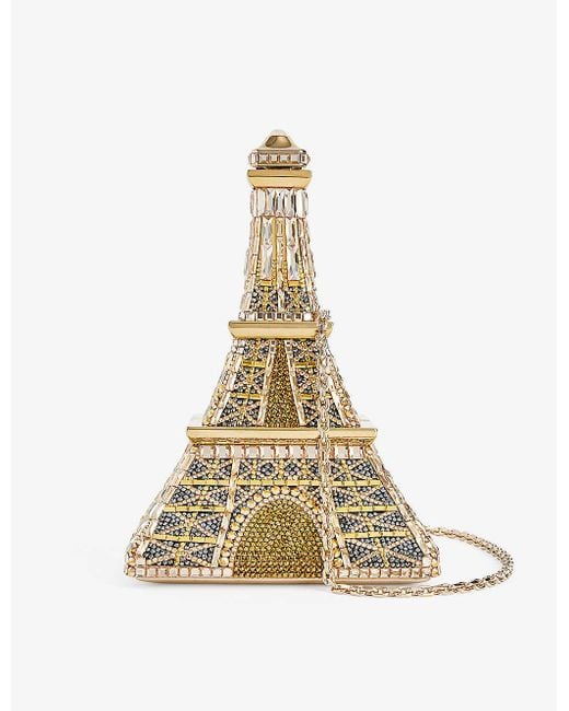 Judith Leiber Metallic Champagne Aurumeiffel Tower Crystal-embellished Brass Clutch Bag