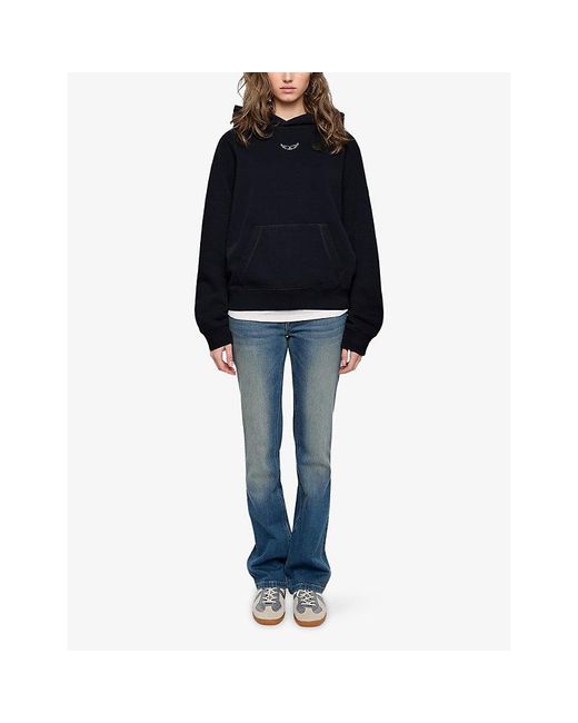 Zadig & Voltaire Blue Georgy Logo-Embroidered Cotton Hoody