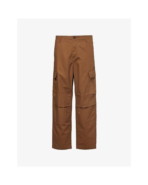 Carhartt Brown Brand-appliqué Straight-leg Cotton Cargo Trousers X for men