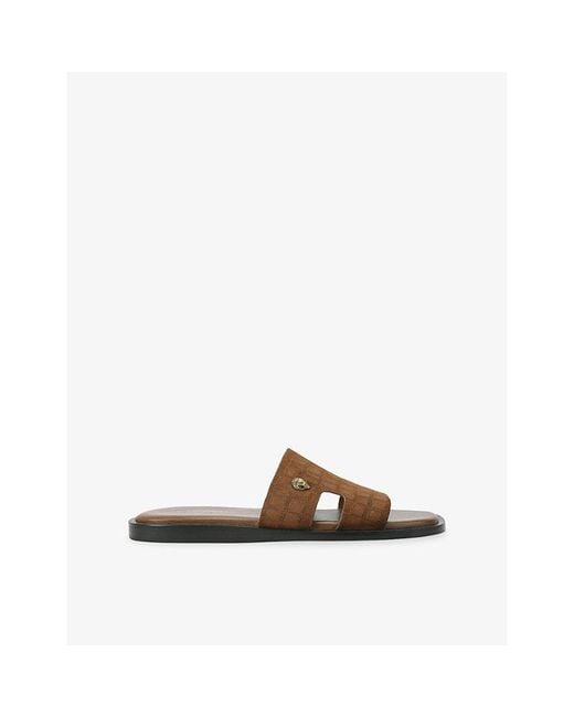 Kurt Geiger Brown Bond Flat Leather Slides for men