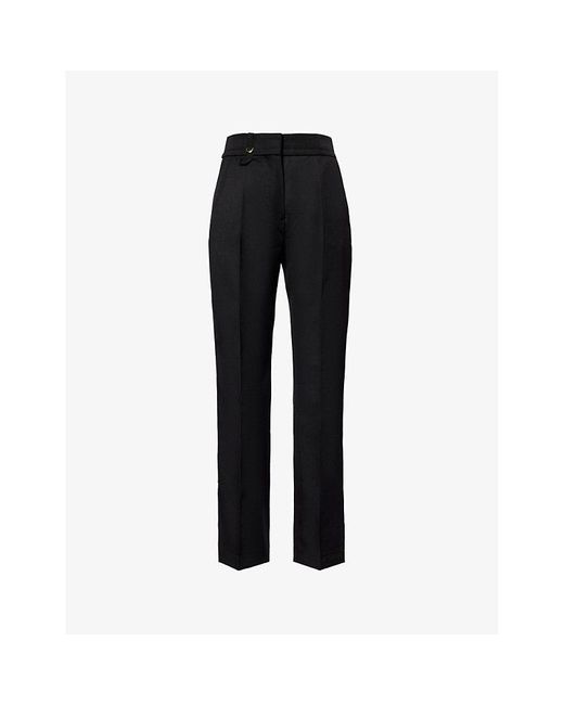 Jacquemus Black Le Pantalon Tibau Straight-leg High-rise Wool Trousers