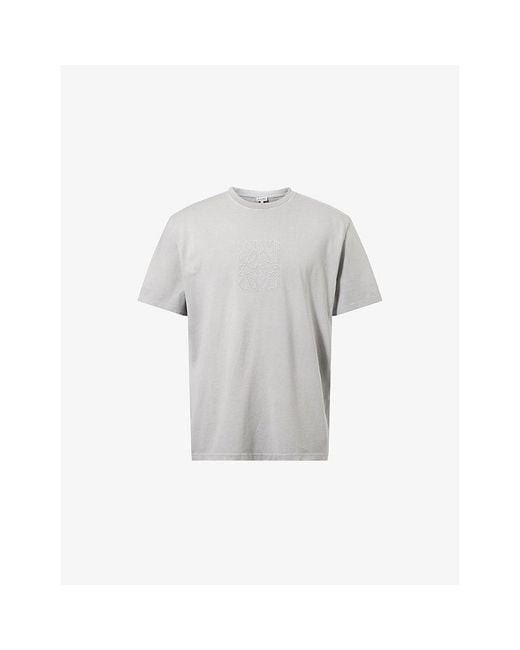 Loewe Gray Relaxed-Fit Embroidered-Logo Cotton-Jersey T-Shirt for men