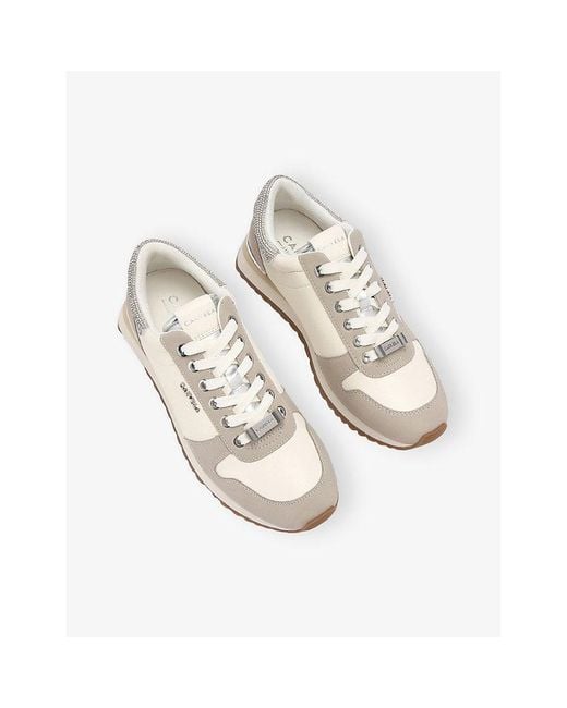 Carvela Kurt Geiger White Florencia Two-Tone Faux-Leather Low-Top Trainers