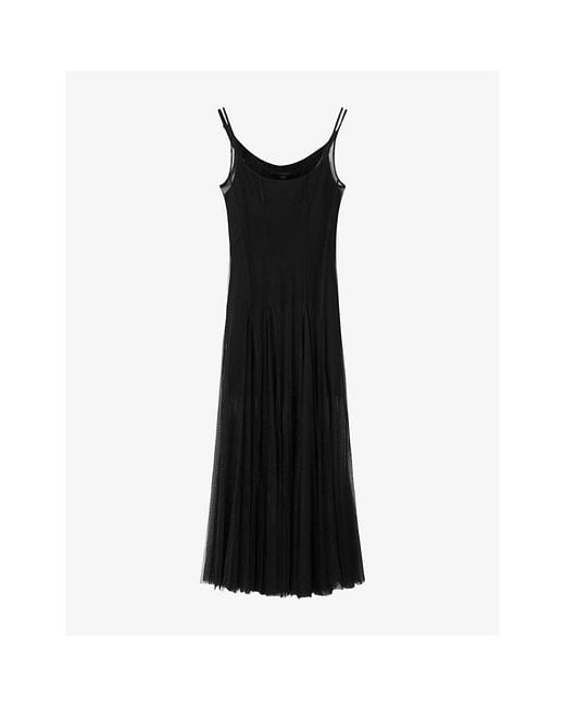 AllSaints Black Harmonia Round-Neck Woven Maxi Dress