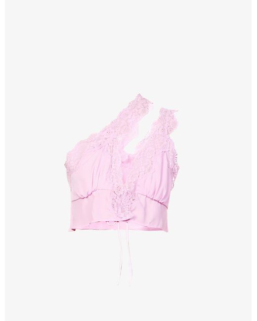 House Of Cb Lorena Cutout Crepe Crop Top in Pink Lyst