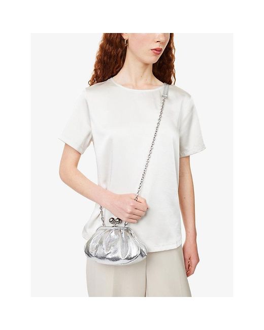 Weekend by Maxmara White Extra Small Pasticcino Metallic Leather Handbag