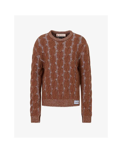 Marni Brown Textured Wool Knit Jumper