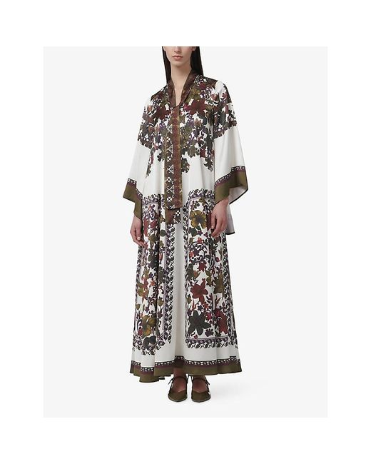 eem Multicolor Tie-Neck Floral-Print Woven Maxi Dress