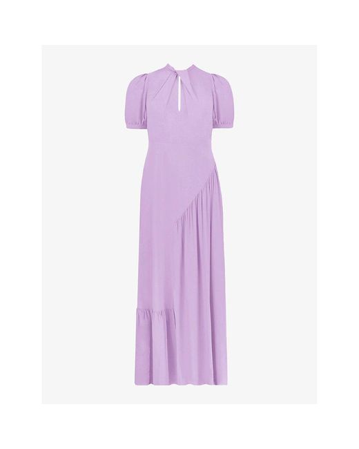 Ro&zo Purple Scarlett Twist-neck Stretch-woven Maxi Dress