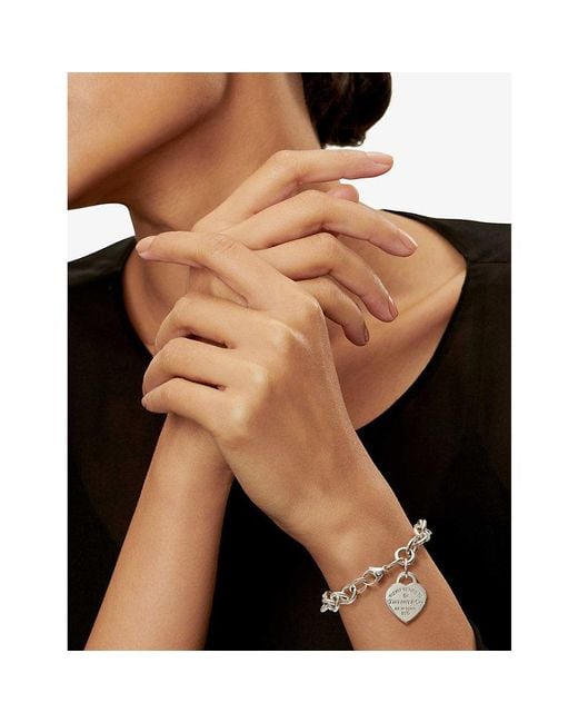 Tiffany & Co White Return To Tiffany Heart Tag Medium Sterling And 0.02Ct Diamond Bracelet