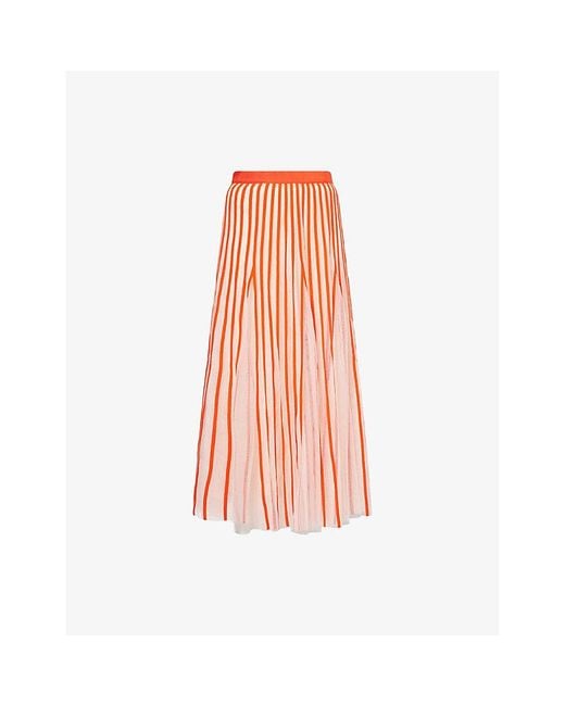 ME+EM Pink Semi-Sheer Striped Tulle Maxi Skirt