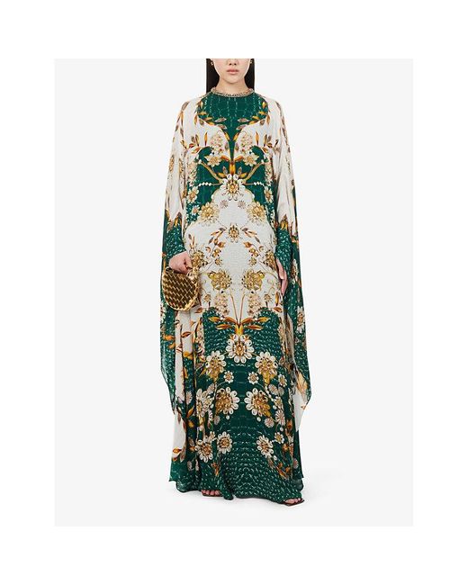 Mary Katrantzou Green Taylor Floral-pattern Silk Maxi Dress