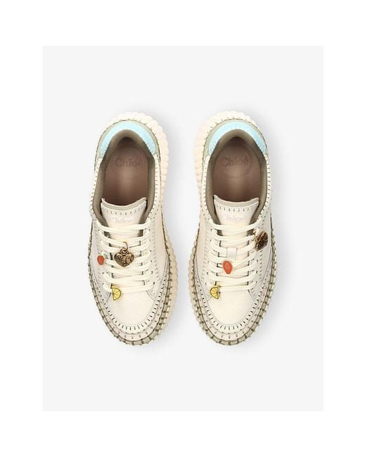 Chloé Natural Nama Runner Platform Leather Trainers